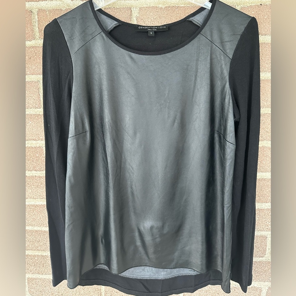 GENERATION LOVE faux leather knit top